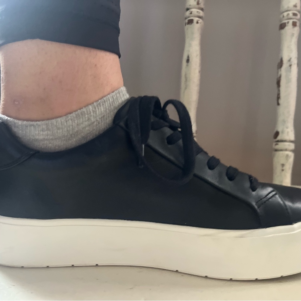 Black Faux Leather Platform Sneakers - Picture 9 of 10